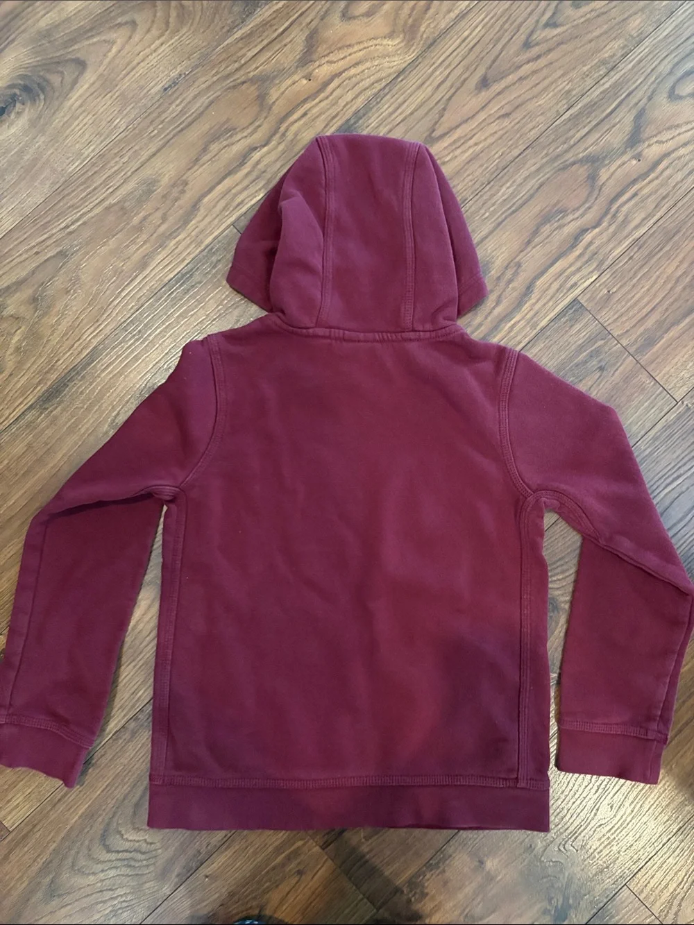 Boys Nike Burgundy Pullover Hoodie with Gray and Black Logo